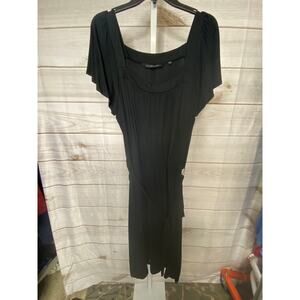 Colleen Lopez Women's Size 1XP Black  Short Sleeve Belted Maxi Dress Stretch